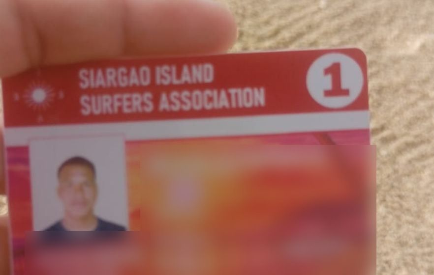 Michaels Mitgliedsausweis der Siargao Island Surfers Association
